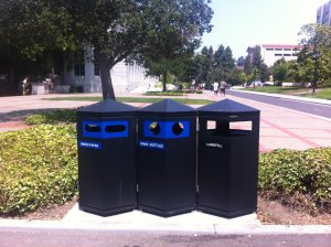 3 trash bins