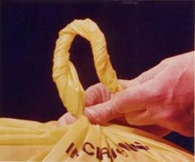 Plastic bags should be considered full when no more than 2/3 full Plastic bags should be considered full when no more than 2/3 full