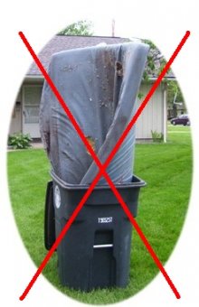 You must use the city issued carts for trash and recycling, no other containers or trash cans will be emptied